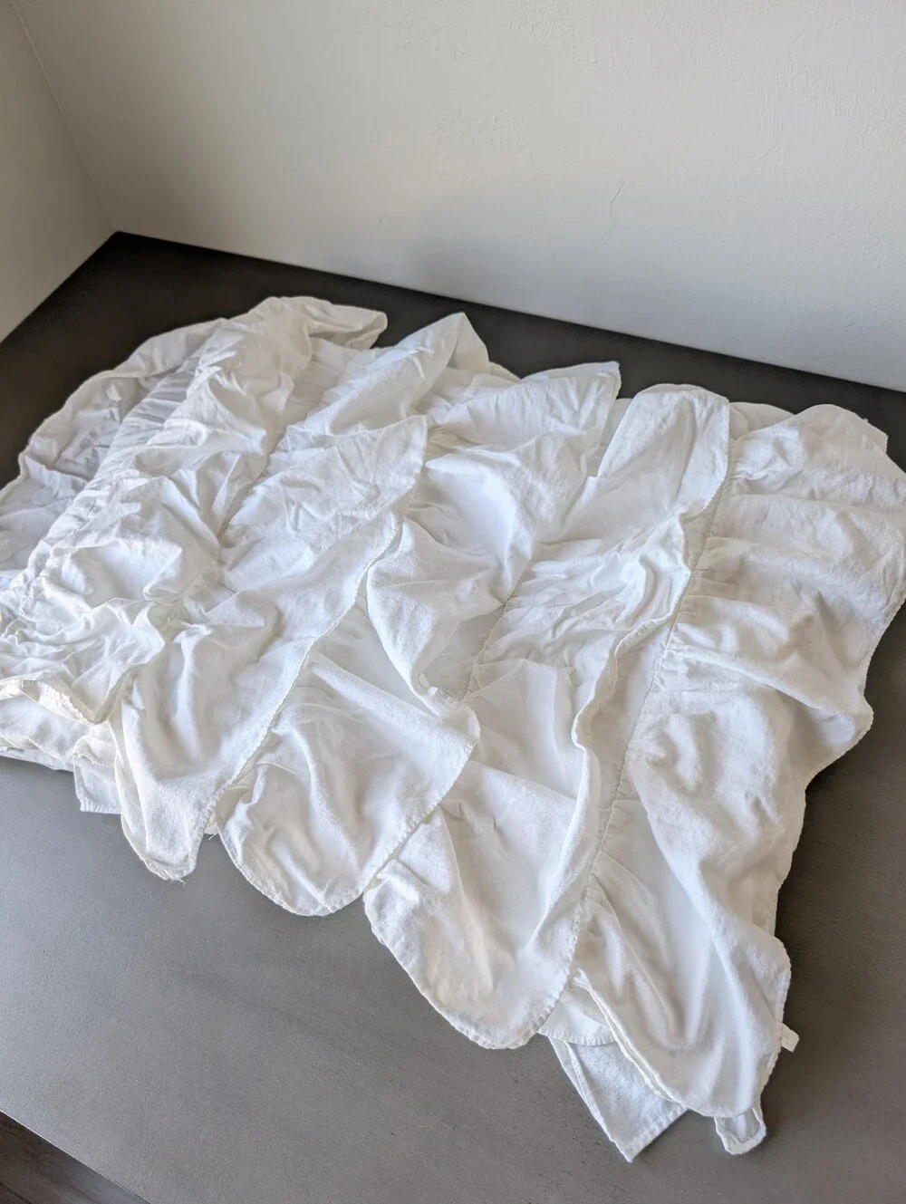 1 Pottery Barn Kids Off White Ruffled Tiered Curtain Cotton Size 56.5
